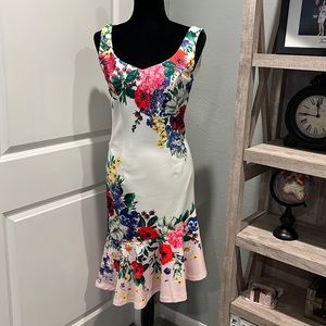 Venus asymmetrical beaded floral off white dress